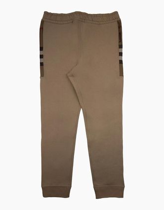 Burberry Mens Burberry Check Panel Cotton Jogging Pants Beige - Cream - Size: Regular/36