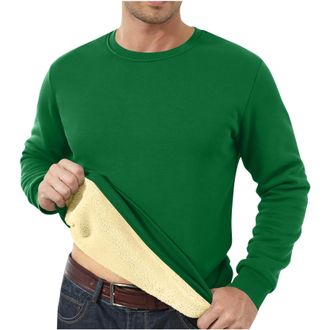 Generic Sweatshirts for Men UK Fleece Lined Long Sleeve Thermal Tops Crew Neck Warm Jumper Mens Sherpa Fleece Pullover Winter Clothing (UK, Alpha, 4XL, Regula