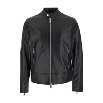 Dsquared2 Jassen, Heren, Zwart, L, Leer, Leren Bikerjack