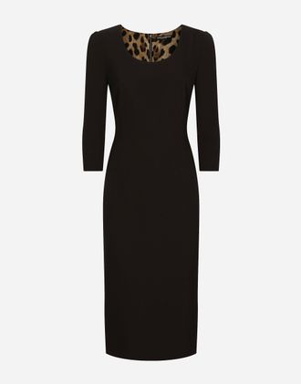 Dolce & Gabbana Woolen Calf-length Dress - Woman Dresses Black Wool 38