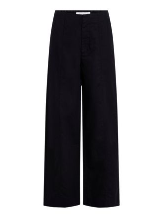 Calvin Klein Jeans Leinenhose CALVIN KLEIN JEANS SOFT LINEN PANT, Damen, Gr. XL (42), N-Gr, schwarz, Web, Obermaterial: 61% Baumwolle, 39% Leinen, unifarben, weit lang, 