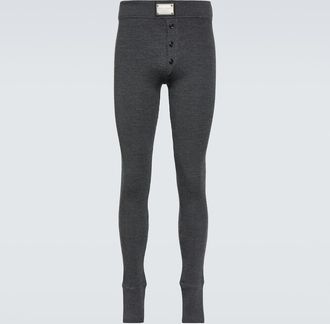 Dolce & Gabbana Logo ribbed-knit wool-blend leggings