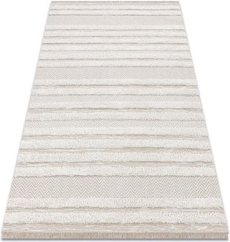 RugsX Rugsx - Carpet eco sisal moroc 22329 zigzag, lines boho fringe - structural beige / cream beige 155x220 cm