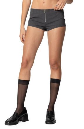 Edikted Allie Zip Up Micro Shorts in Dark-Gray at Nordstrom, Size X-Large