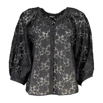 Desigual Overhemden, Dames, Zwart, M, Zwarte damesoverhemd met lange mouwen