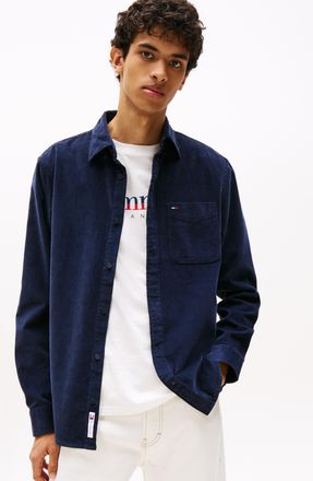 Tommy Jeans Langarmhemd TOMMY JEANS TJM BABY CORD SHIRT EXT, Herren, Gr. 4XL, N-Gr, blau (schwarz night navy), Cord, Obermaterial: 100% Baumwolle, regular fit h&uuml;f