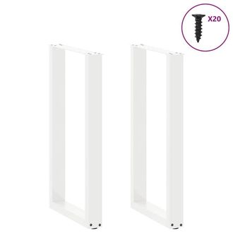 Berkfield Home Modern Coffee Table Legs U-Shaped 2 pcs White 40x(90-91) cm Steel