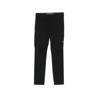 Stone Island Logo Patch Cargo Broek - Heren - Broeken - Zwart - Maat: W33 Katoen