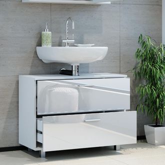 Vicco Mueble Bajo Lavabo Ilias, Blanco Alto Brillo, 80 X 60.8 Cm Vicco