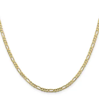 Diamond2Deal 10k Yellow Gold 3mm Flat Figaro Chain Necklace