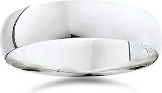 Pompeii3 10k White Gold Plain High Polish Comfort Fit 6mm Wedding Band Size Selectable