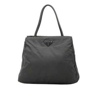Prada Pre-owned Tote Bags, female, Gray, Size: ONE SIZE Pre-owned Nylon Tote