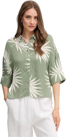Oui Overhemden, Dames, Veelkleurig, M, Shirt met bladerprint