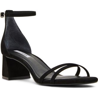 Steve Madden Rae Ankle Strap Sandal in Blk Nubuck at Nordstrom, Size 9.5