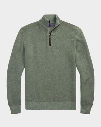 Ralph Lauren Purple Label Men & apos;s Birdseye Cashmere Quarter-Zip Sweater