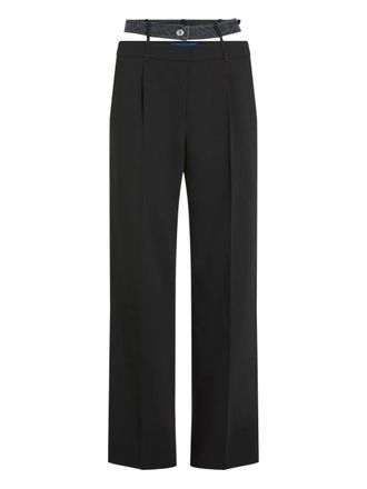 Karl Lagerfeld double-waistband trousers - women - Polyester/Viscose/Elastane - S - Black
