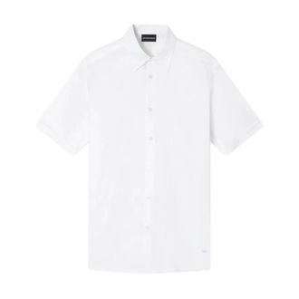 Emporio Armani Overhemden, Heren, Wit, XL, Katoen, Stretch Pima Katoenen Shirt