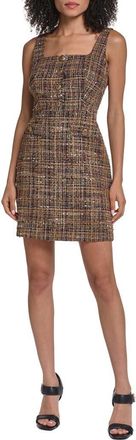 Karl Lagerfeld Sleeveless Tweed Minidress in Gold Multi at Nordstrom, Size 16