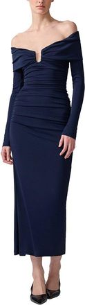 Carolina Herrera Off Shoulder Ruched Midi Dress