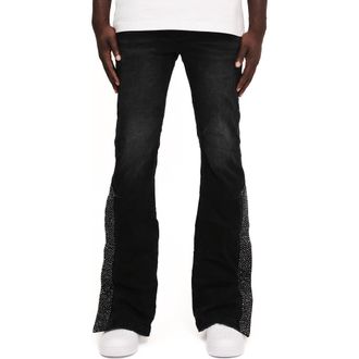 Purple Crystal Side Snap Flare Jeans in Black at Nordstrom Rack, Size 30