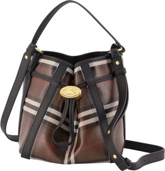 Burberry Tassen, Dames, Bruin, ONE Size, Katoen, Ll Mini Drawstring Ysa Schoudertas