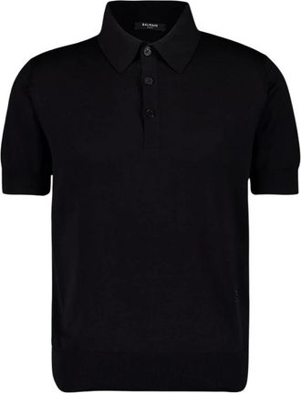 Balmain Regular Fit Katoen Zijde Gebreide Polo - Heren - Polos - Zwart - S - Katoen - Tops