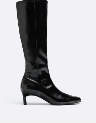 Stradivarius stivali con tacco a spillo neri-Nero