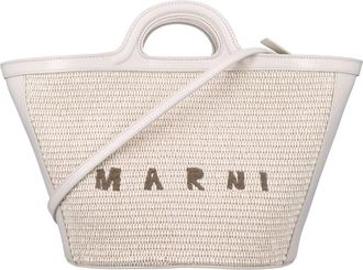 Marni Tassen, Dames, Beige, ONE Size, Katoen, Tropicalia Kleine Shell Handtas