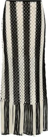 Zimmermann Maxi-rok met franje afwerking van macram&eacute;-stof - Beige