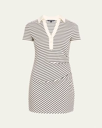 Veronica Beard Lanier Stripe Short-Sleeve Polo Dress