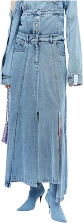 Rokh Skirts - Dames - Spijkerrokken - Blauw - M - Katoen - Rokken