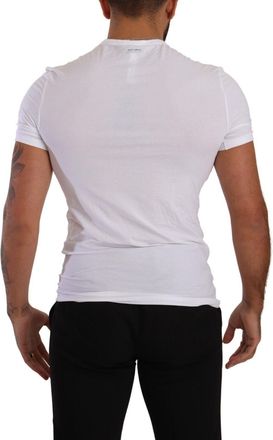 Dolce & Gabbana Mens White Round Neck Cotton Stretch T-Shirt Underwear Elastane