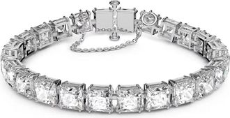 Swarovski Armband Unisex Millenia Tennisarmband Vierkante Slijping Wit Gerhodineerd 5599202 - Dames - Armbanden - Grijs - ONE Size - Accessoires