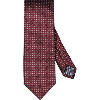 Eton Micro Geometric Silk Tie in Medium Red at Nordstrom Rack
