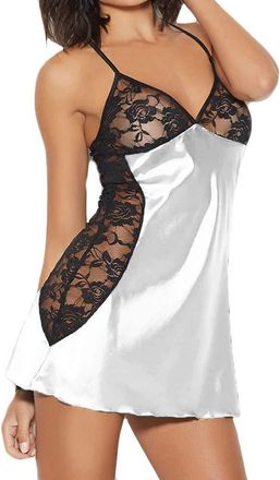 Generic Sheer Dresses for Women Strappy Floral Embroidered lace Sheer Suspender Skirt Dressing Gown Goth Tights Tummy Control Underwear Sexy Costumes for Wome