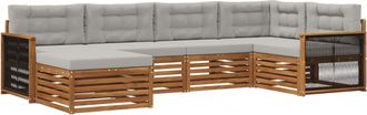 vidaXL Conjunto De Sof&aacute;s De Exterior 6 Uds. Natural Y Gris Claro Vidaxl