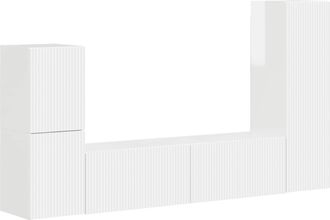 vidaXL Conjunto De Mueble De Tv 4 Uds. Brillante Madera De Ingenier&iacute;a Vidaxl