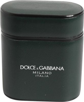 Dolce & Gabbana Leren Logo Print Flip Houder Airpods Case - Heren - Telefoonaccessoires - Zwart - ONE Size - Leer - Accessoires