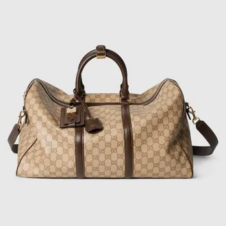 Gucci Essence Classic Medium Duffle Bag, Beige, GG Canvas