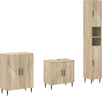 vidaXL Juego De Armarios De Ba&ntilde;o De 3 Piezas Haarlem Roble Sonoma Vidaxl