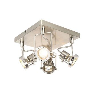 QAZQA Industrial Foco Industrial De Acero 4 Luces Giratorio E Inclinable - Suplux Acero Cuadrada Adecuado Para Led Max. 4 X 50 Watt - Qazqa