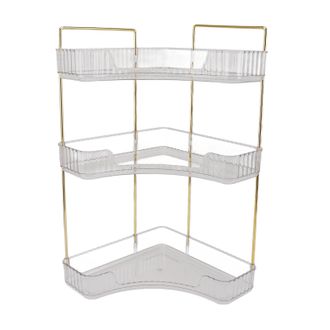 Infinite Estanter&iacute;a De Maquillaje De Tres Niveles En &Aacute;ngulo, Organizador De Encimera De Ba&ntilde;o Hecho De Pl&aacute;stico Y Metal Con Cajas De Almacenamiento