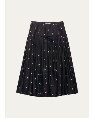 Prada Floral Silk-Blend A-Line Midi Skirt