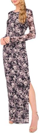 Ted Baker Nic Shirred Long Sleeve Maxi Dress in Rich Black at Nordstrom, Size X-Large