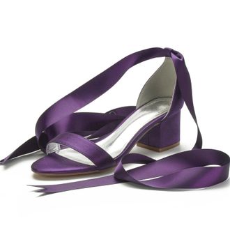 Miyoopark Comfortable Wedding Shoes for Women Block Low Heel Evening Sandals M535 Dark Purple UK 4.5