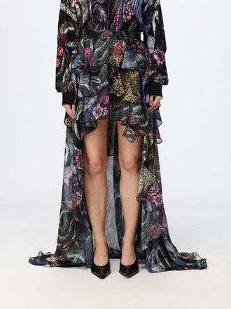 Just Cavalli Gonna lunga asimmetrica a vita alta in viscosa con stampa grafica