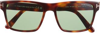 Tom Ford Calder 55mm Square Sunglasses in Blonde Havana /Green at Nordstrom