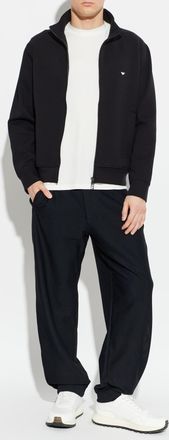 Emporio Armani T-shirt With Embroidered Logo, Mens, Cream