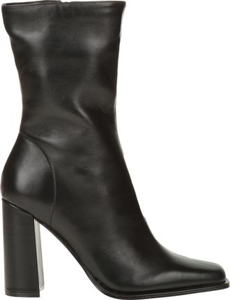 Steve Madden Nix Pointed Toe Block Heel Bootie In Black Leather Size 7.5 newest M