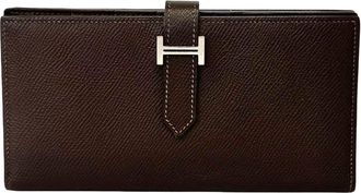 Herm&egrave;s Brown Epsom Leather Long Wallet (Bi-Fold) (Pre-Owned)